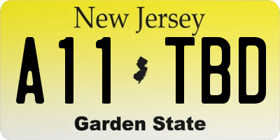 NJ license plate A11TBD