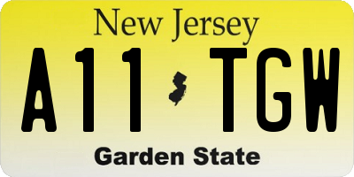 NJ license plate A11TGW