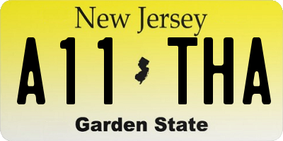 NJ license plate A11THA