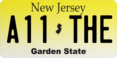 NJ license plate A11THE