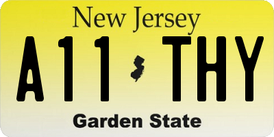 NJ license plate A11THY