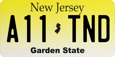 NJ license plate A11TND