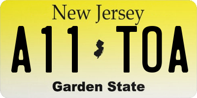 NJ license plate A11TOA