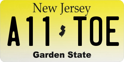NJ license plate A11TOE