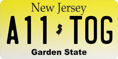 NJ license plate A11TOG