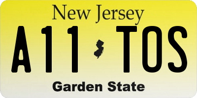 NJ license plate A11TOS
