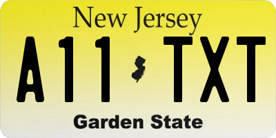 NJ license plate A11TXT