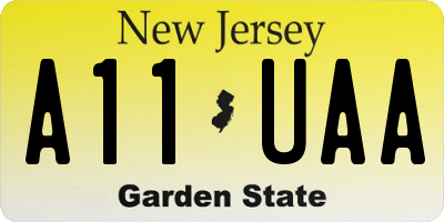NJ license plate A11UAA