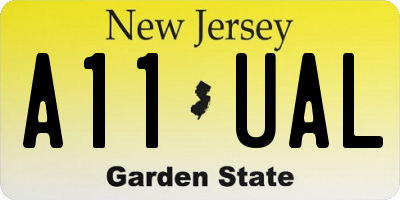 NJ license plate A11UAL