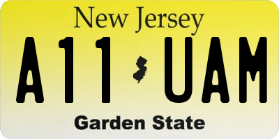 NJ license plate A11UAM