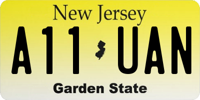 NJ license plate A11UAN