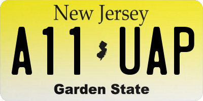 NJ license plate A11UAP