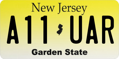 NJ license plate A11UAR