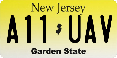 NJ license plate A11UAV