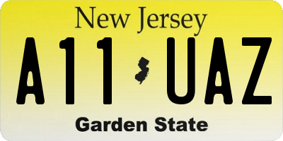 NJ license plate A11UAZ