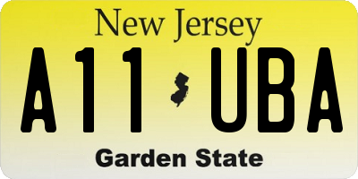 NJ license plate A11UBA