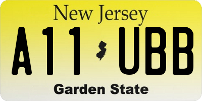 NJ license plate A11UBB