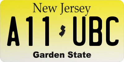 NJ license plate A11UBC
