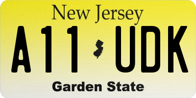 NJ license plate A11UDK
