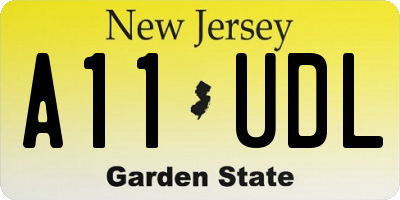 NJ license plate A11UDL