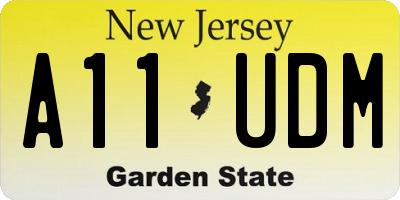 NJ license plate A11UDM