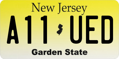 NJ license plate A11UED