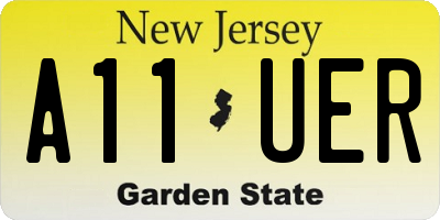 NJ license plate A11UER
