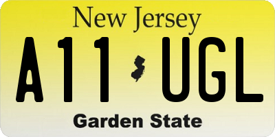 NJ license plate A11UGL