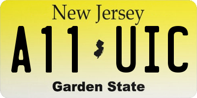 NJ license plate A11UIC