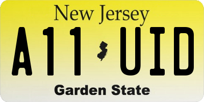 NJ license plate A11UID