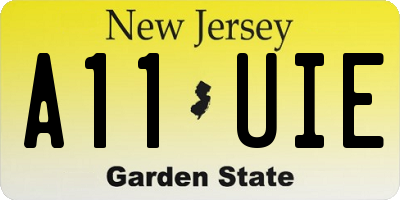 NJ license plate A11UIE