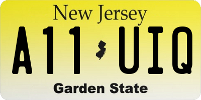 NJ license plate A11UIQ