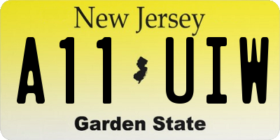 NJ license plate A11UIW