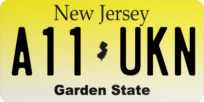 NJ license plate A11UKN