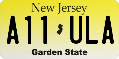 NJ license plate A11ULA