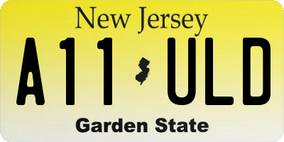 NJ license plate A11ULD