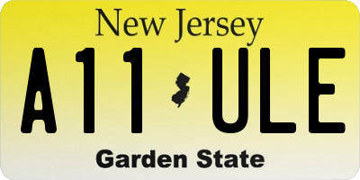 NJ license plate A11ULE
