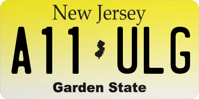 NJ license plate A11ULG