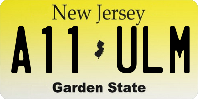 NJ license plate A11ULM