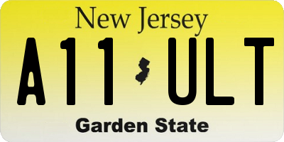 NJ license plate A11ULT