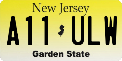 NJ license plate A11ULW