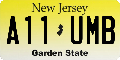 NJ license plate A11UMB