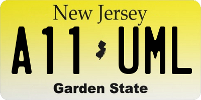 NJ license plate A11UML