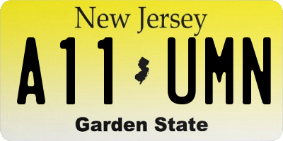 NJ license plate A11UMN