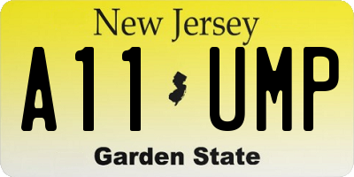 NJ license plate A11UMP