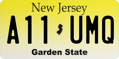 NJ license plate A11UMQ