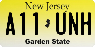 NJ license plate A11UNH