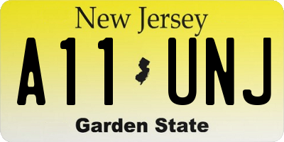 NJ license plate A11UNJ