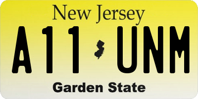 NJ license plate A11UNM