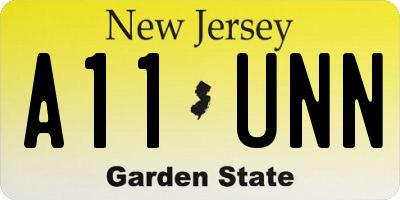 NJ license plate A11UNN
